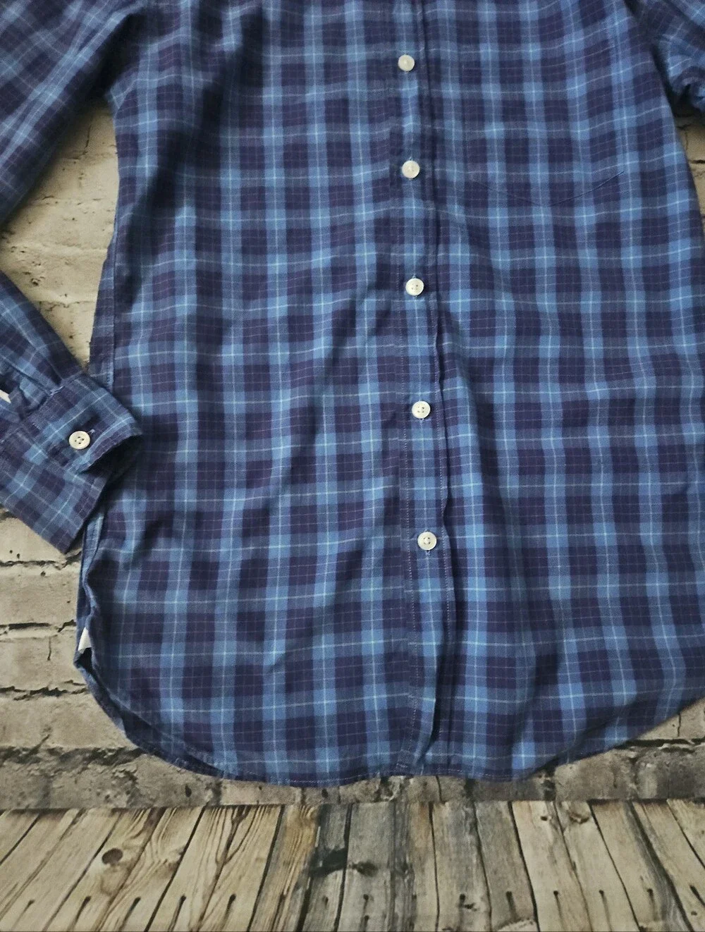 J.crew Slim Fit Blue Plaid Print Button Down Shirt Xs